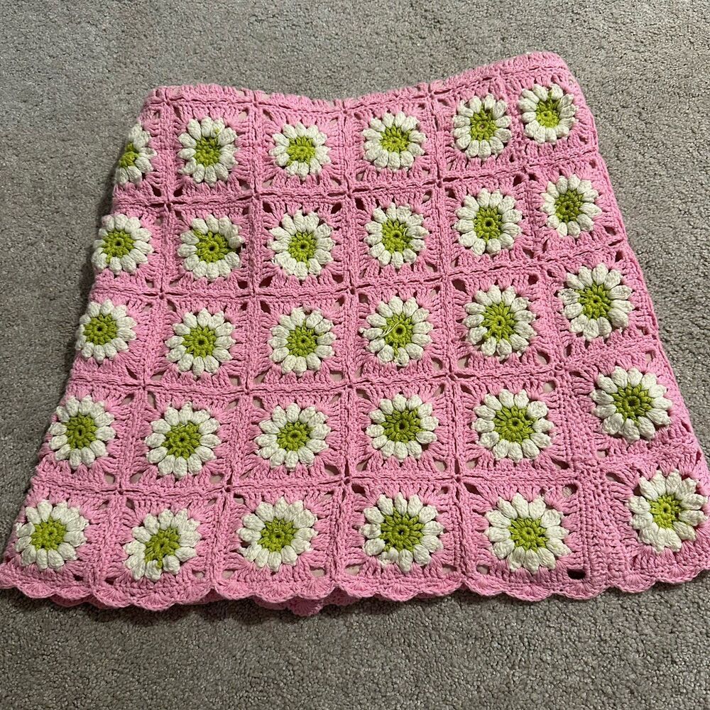 Show me your mumu pink lemonade knit crochet skirt women medium